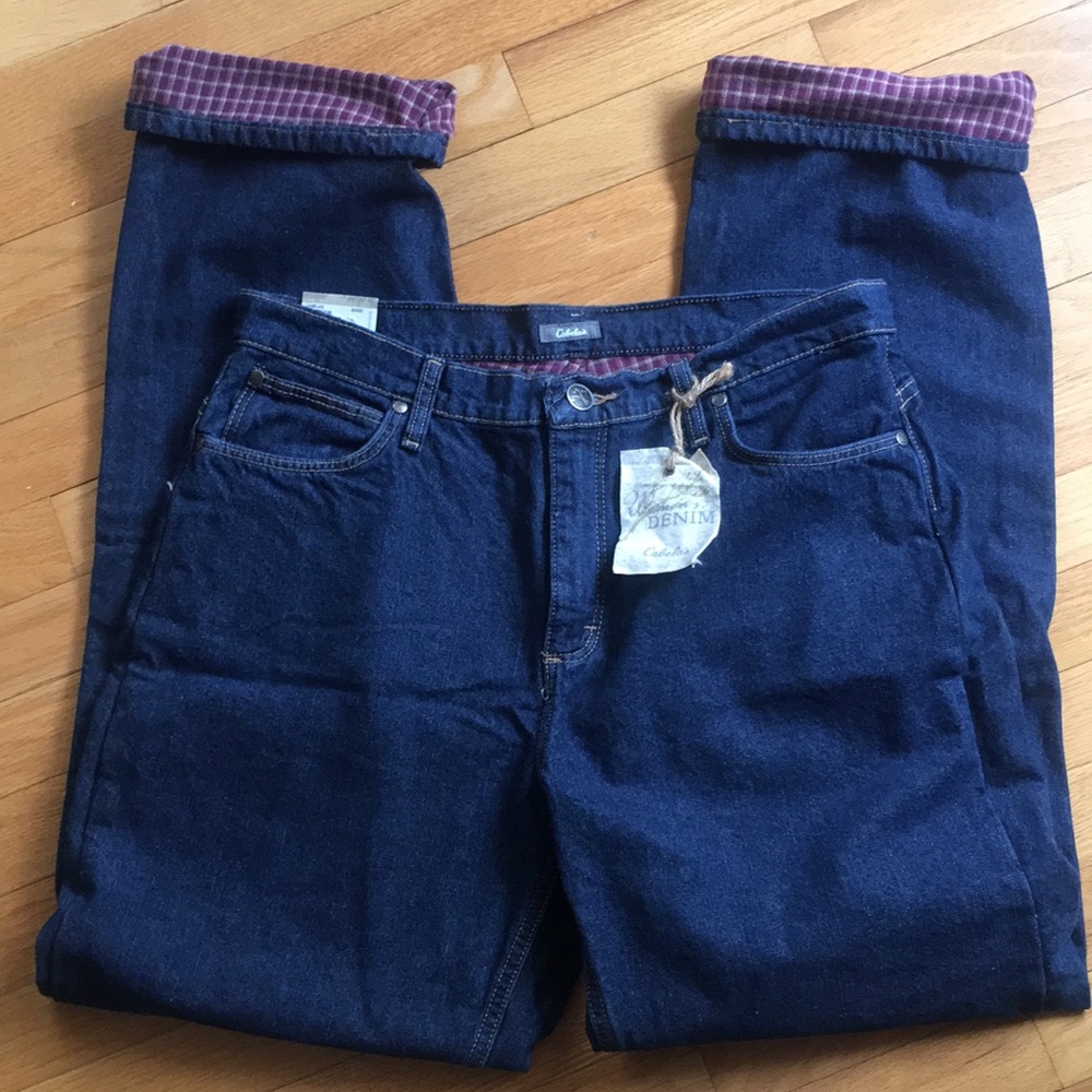 Cabela’s relaxed flannel lined  jeans 12 long NWT